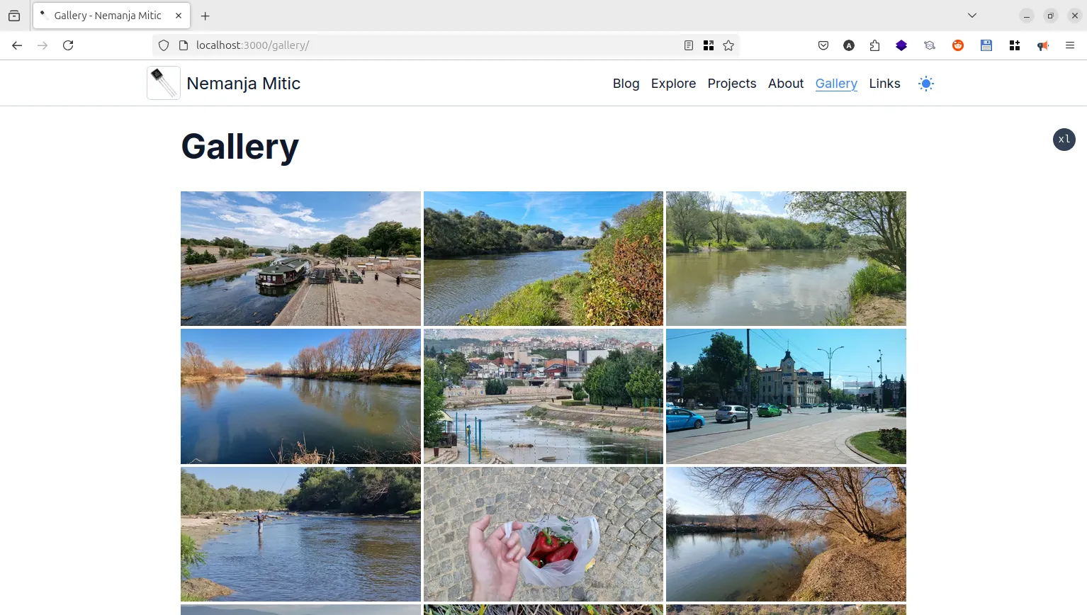 Finished gallery, desktop view