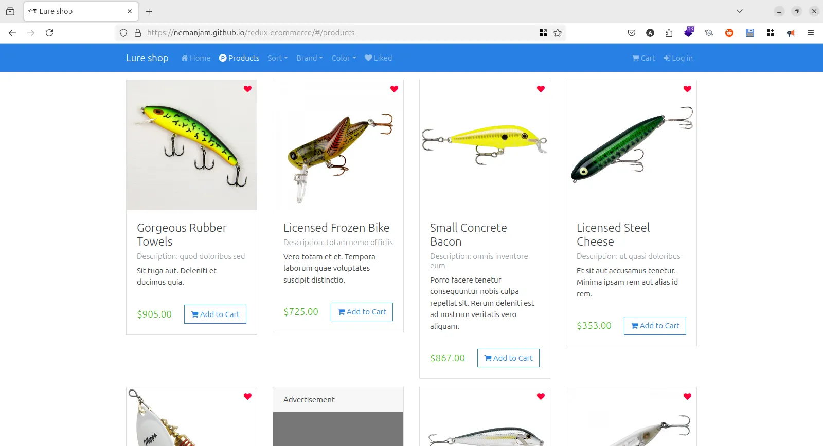 Homepage Redux ecommerce